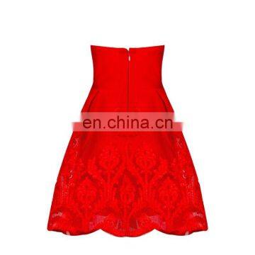 Amigo Red Sexy Women Summer Sleeveless Evening Dress Party Cocktail Short Lace Dress photo-4