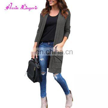 China Manufacturer Gray Blue Red Autumn Winter Long Sweater Cardigan for Women