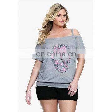 2017 Summer sexy off shoulder t shirt short sleeve t-shirt printed ladies shirts