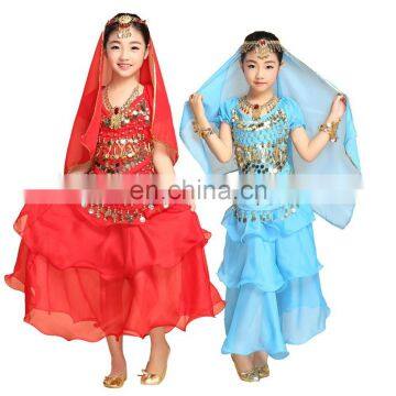 BestDance Belly Dance Costume for Kids Top 3 Layers Skirt Hip Scarf Veil Scarf