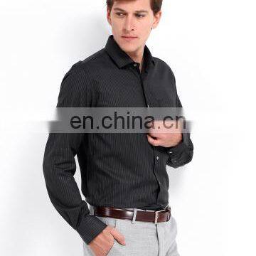 Men Charcoal Black Striped Slim Fit Formal Shirt