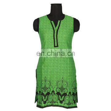 GIRLS LOVING DRESS SHORT BLACK PRINTED SLEEVELESS KURTI 2016