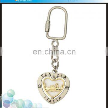 Promotional Italy Tourist Souvenir Color Filling Heart Shape Custom Metal Keychain