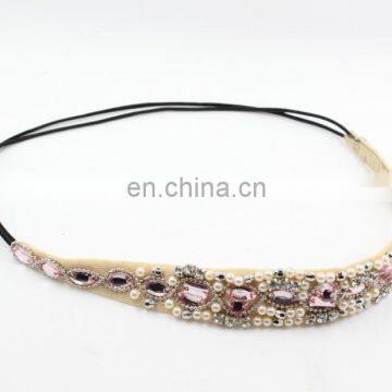 Elastic Headband With Rhinestone Pearl Hair Accessories Bohemia Crystal Pearl Elastic Hair Bands Women photo-6