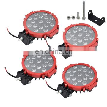 4x 7 Inch LED Pods Work Light Bar Red Round Driving Fog Headlight for Jeep Truck Off Road