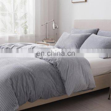 Polar Bedroom Fluffy Light Grey Twin 100% Microfiber Bed Cover Flannel Duvet Cover Set photo-3