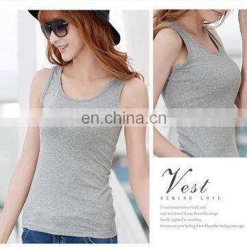 Women's Casual Solid U O-Neck T Shape Basic Workout Fitness Custom Logo Cotton Tank Top