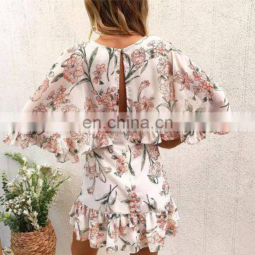 LAITE D2143 Women V-neck Casual Dress Ladies Floral Printed Dress Women Short Sleeve Elegant Dress photo-5