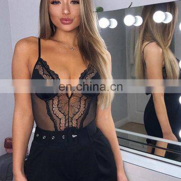 Fashion Sexy Deep V Lace Jumpsuits Hot Sale Neon Green Patchwork Bodysuit Women Body Dentelle Shorts Playsuits Backless Outfits photo-3