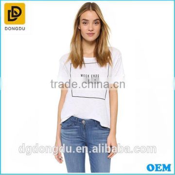 Fashion Women White plain Short Sleeve Wholesale T-Shirts Made In China