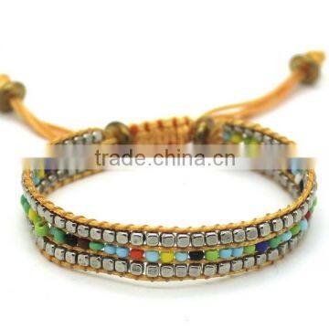 new jewelry colorful seed bead plastic beads bracelet with metal beads woven bracelet