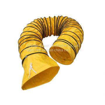 Yellow Flexible Air Ducting Tarpaulin Fabric Air Duct PVC Flexible Air Ducting Air Distribution Duct With Holes