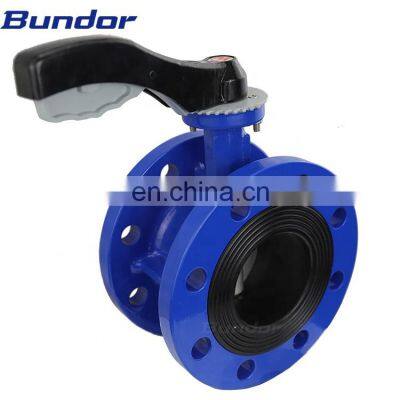 Bundor handle operated Butterfly Valve EPDM Seat Ring Flange butterfly Valve for water oil gas