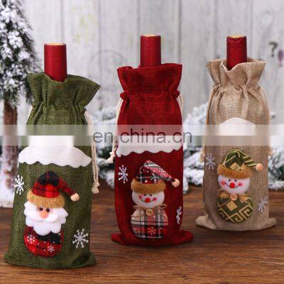 2020 Amazon Hot Sale Cheaper Christmas Snow Santa Wine Bottle Bags for Wine Decoration photo-3