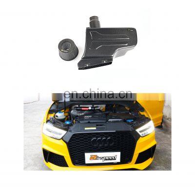 Perfect Fitment Aerodynamic Custom Light Weight Auto Parts Inlet High Gloss Carbon Fiber Air Intake Kit Housings For AUDI Q3