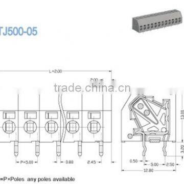 Termin Block 300V 10A Grey PCB Screwless Terminal Blocks 5.00mm Pitch Right Angle Wire Inlet photo-2