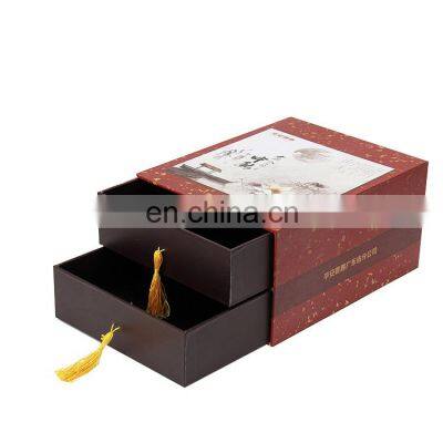 Custom design sliding paper drawer tandem gift box packaging double layer