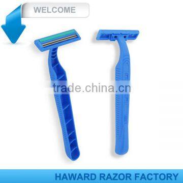 D211 Economic Twin Blade Blue Plastic Handle Shaving Razor photo-2