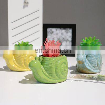 Cartoon Children Kids Snails Shape Multiple Colour Black Large Small Decorative Ceramic Pot Artificial Plants photo-5