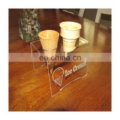 customized retail store cheap plastic icecream holder 2pcs acrylic ice cream display stand