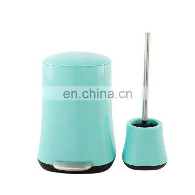China Household Modern 2 Pieces Plastic Toilet Decoration Bathroom Accessories Set Trash Can photo-3