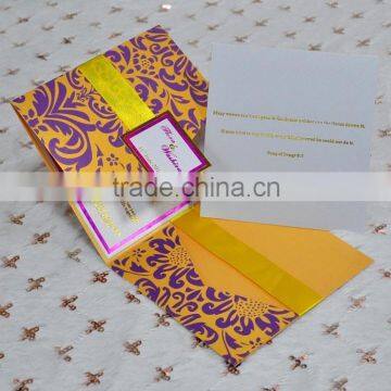 2016 Hot Sale Gold Folded Wedding Invitation Card
