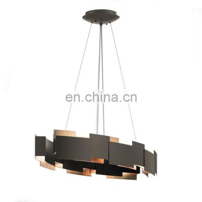 Nordic Vintage Metal Indoor Ceiling Hanging Light Round Black LED Pendant Lamp For Restaurant Bedroom Chandelier