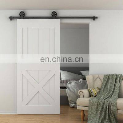 Room Interior Design Matt Black Top Big Wheel Roller Hanger Sliding Barn Door Hardware Kit photo-5