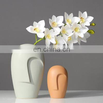 Factory Direct New Style Modern Human Face Shape Ceramic Flower Vases for Home Decor Decorative Flowers