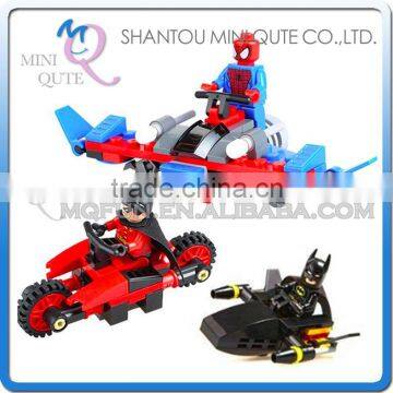 Mini Qute DECOOL 3pcs/set Marvel Avenger super hero spiderman chariot building block action figure educational toy NO.7001-7003