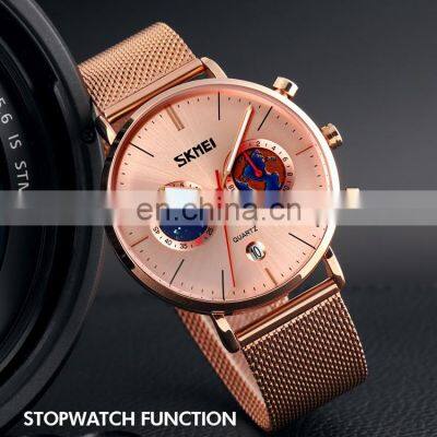 New Arrival Skmei 9231 Luxury Rose Gold Watch Men  Mesh Strap 30 Meters Water Resistant Wholesale Price