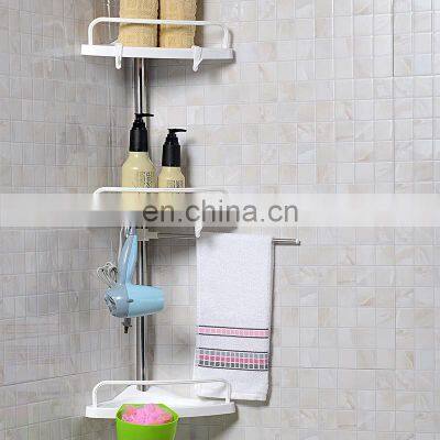 4 Layer Tension Pole Shower Corner Rack Metal Bathroom Corner Shelf Telescopic Shower Caddy Stand With Towel Rod photo-4