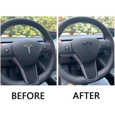 Logo for Tesla Model 3 Y Steering Wheel + Front and Rear Emblem Decoration photo-3
