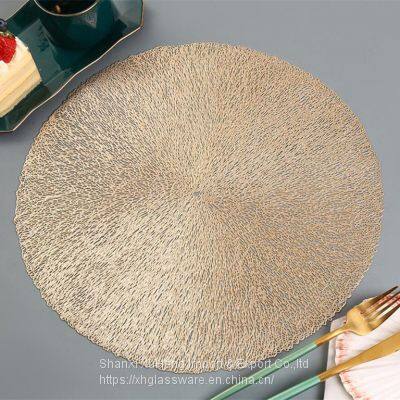 Wholesale Round Shape PVC Place mats Vinyl Pressed Heat Resistant Table Mats Christmas Wedding Decoration