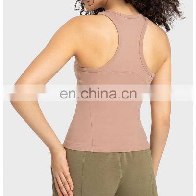 New Sportswear Fashion Quick Dry Racer Back Anti-bacterial Spandex Custom Logo Fit Activewear Workout Yoga Tank Top For Women