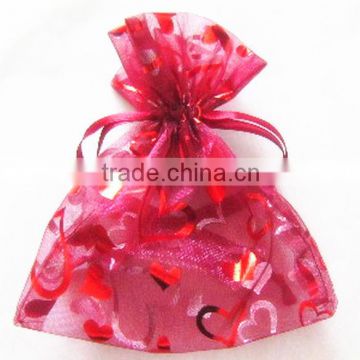 Light Red Grape Wine Bottle Packing Organdy Drawstring Printed Ribbon bag and gift pouches