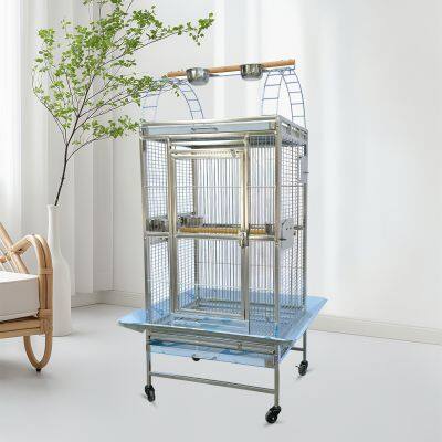 Play Top Bird Cage Big Macaw Cage SUS201 Stainless Steel Parrot Cage 60x50x145cm
