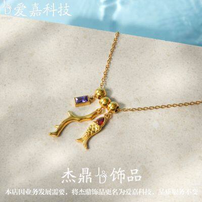 Gold Plated Stainless Steel Dolphin Pendant Necklace for Women Ocean Charm Necklace Waterproof Hypoallergenic Jewelry Wholesale photo-2