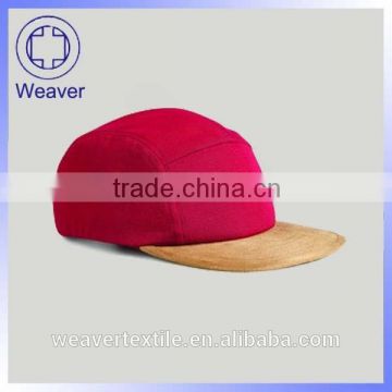 China Top QUality New DistressedDesign Flat Short Brim Red 5 Panel Hat Cap