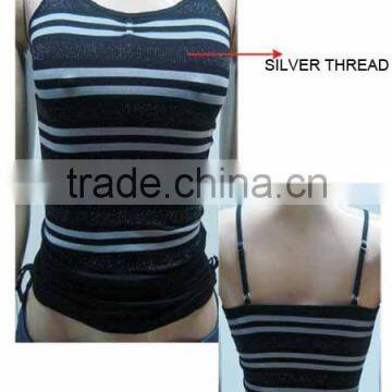 SEAMLESS SPAGHETTI TOP WIH LUREX STRIPES