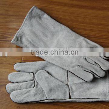 long sleeve grey welding glove/cow split leather welding glove