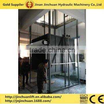 Warehouse vertical material lift platform/ guide rail cargo lift