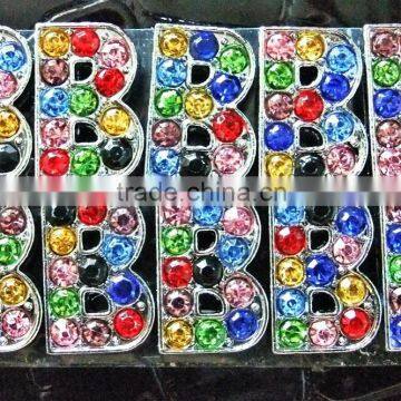 Wholesale Zinc Alloy 10mm Mixed Color Colorful Rhinestones Slide Letters