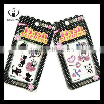 cat panda flash glitter mobile rhinestone stickers