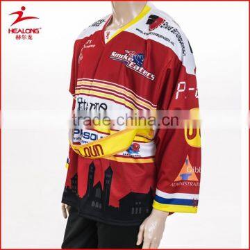 Cheap Price Custom full over printing sublimation ice hockey shirts