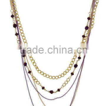 Multi Layered Metal and Beaded Strand/Strings Necklace