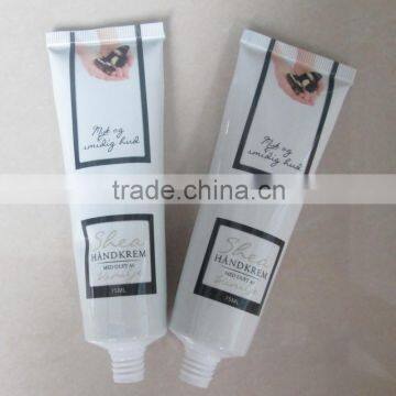 2014 white plastic cosmetic packaging tube with elegant design for hand cream