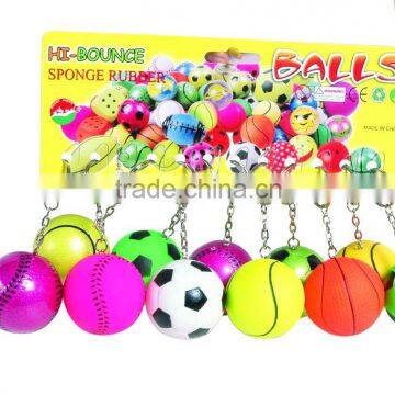 printed colorful rubber ball key chain