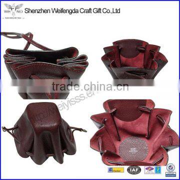 Burgundy pu leather muilt-case drawstring pouch for coin lipstick