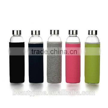 BPA Free Glass Sport Water Bottle Protective Bag 280ml,420ml,550ml Fruit Outdoor Eco-Friendly